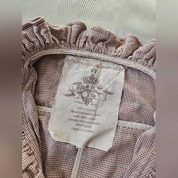 Vintage  Nick & Mo  Ruffled micro-check Dusty Rose Jacket Size S - Picture 10 of 11